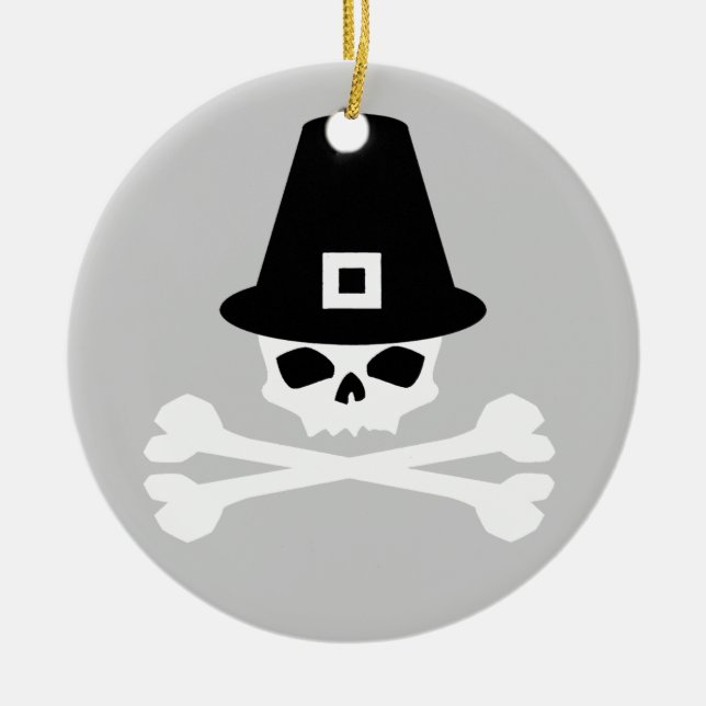Skully the PilGRIM Ceramic Tree Decoration (Front)