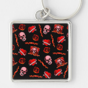 Skully Valentine Tattoos Key Ring