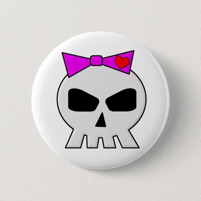 SkullyBow-220 6 Cm Round Badge (Front)