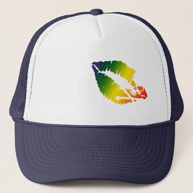 skullz and lips. trucker hat (Front)