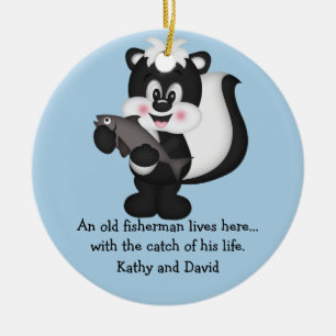 Skunk and Fish Ceramic Tree Decoration