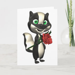 Skunk and Red Rose Greeting Card