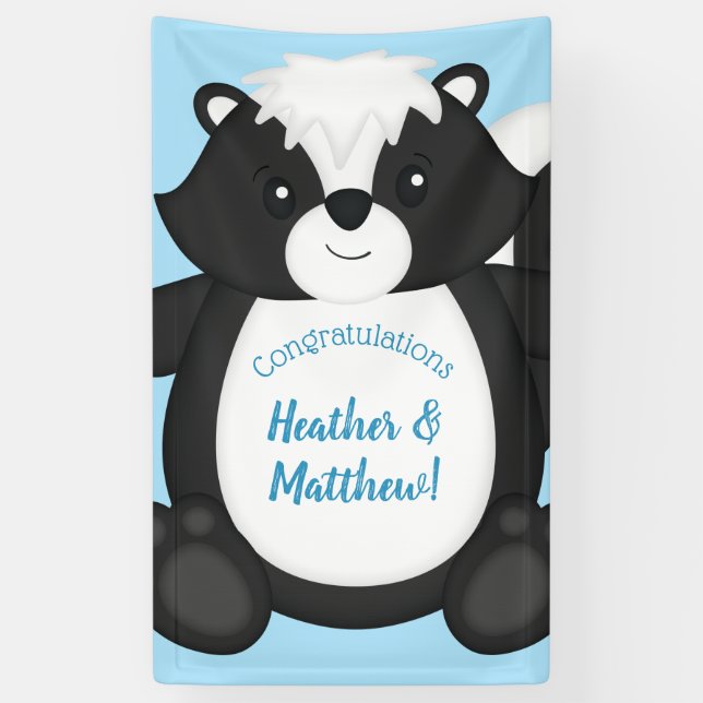 Skunk Baby Shower Blue Banner (Vertical)
