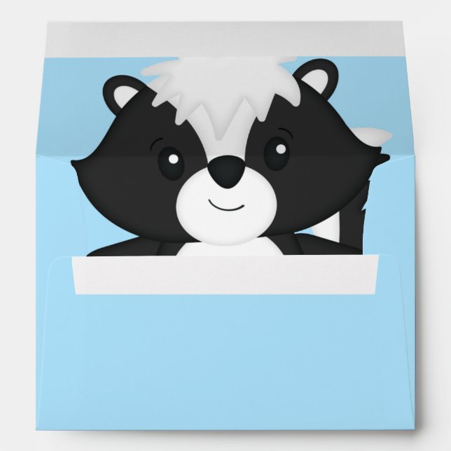 Skunk Baby Shower Blue Envelope (Back (Bottom))