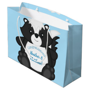 Skunk Baby Shower Blue Large Gift Bag