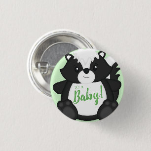Skunk Baby Shower Green 3 Cm Round Badge