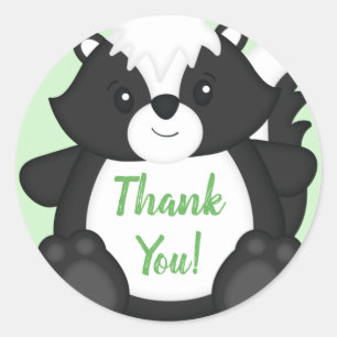 Skunk Baby Shower Green Classic Round Sticker