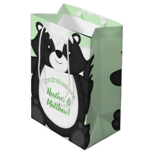 Skunk Baby Shower Green Medium Gift Bag