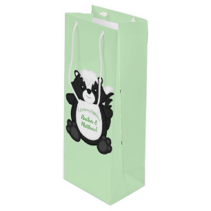 Skunk Baby Shower Green Wine Gift Bag