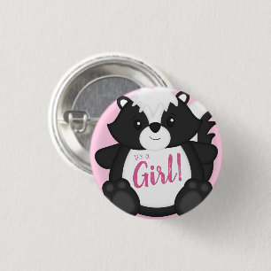 Skunk Baby Shower Pink 3 Cm Round Badge