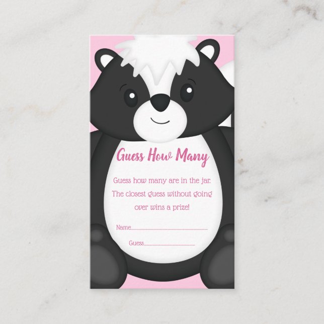 Skunk Baby Shower Pink Enclosure Card (Front)