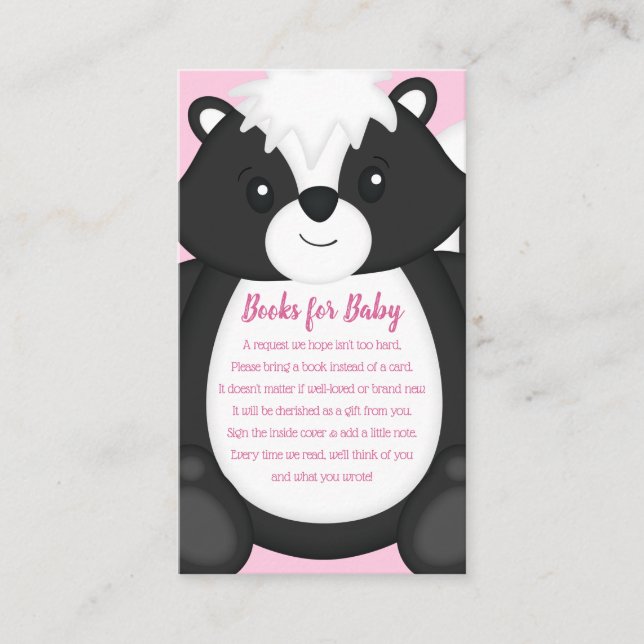 Skunk Baby Shower Pink Enclosure Card (Front)