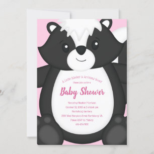Skunk Baby Shower Pink Invitation