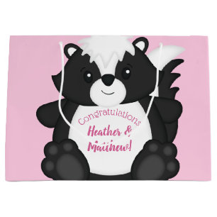 Skunk Baby Shower Pink Large Gift Bag