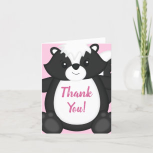 Skunk Baby Shower Pink Thank You Card