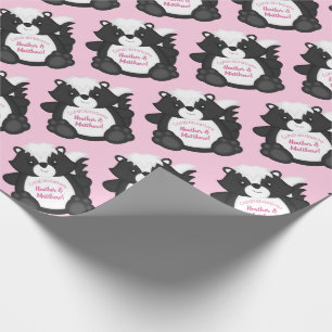 Skunk Baby Shower Pink Wrapping Paper