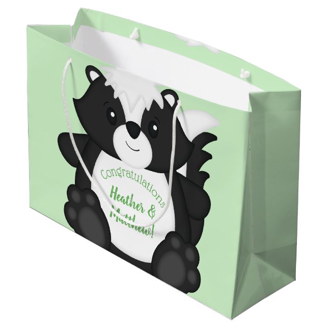 Skunk Baby Shower Woodland Animals Large Gift Bag (Back Angled)