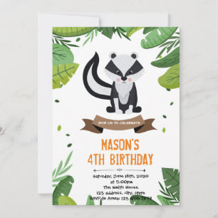 Skunk birthday invitation