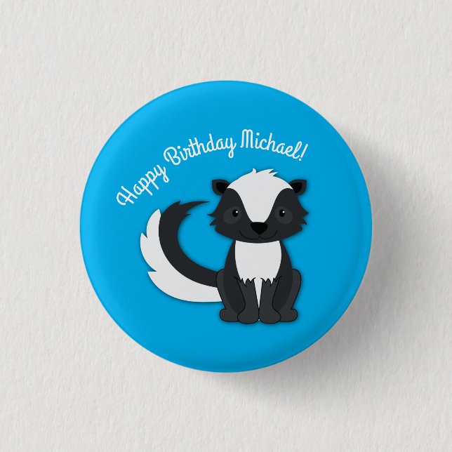 Skunk Birthday Party Kids 3 Cm Round Badge (Front)