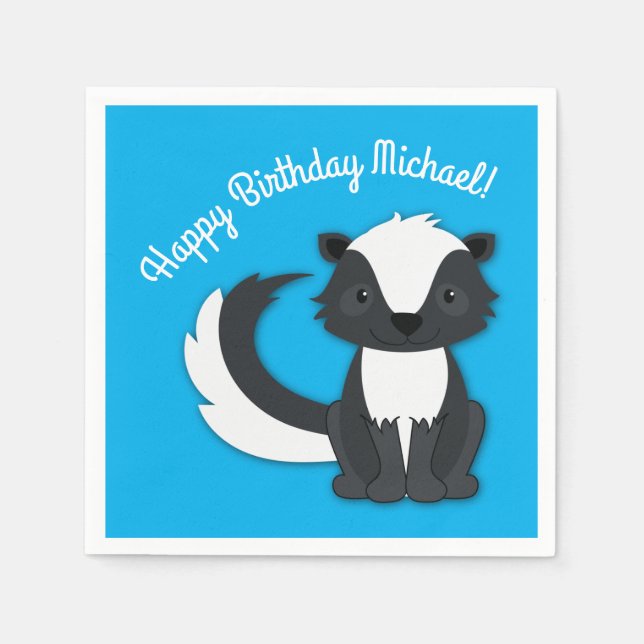 Skunk Birthday Party Kids Napkin (Front)