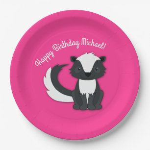 Skunk Birthday Party Kids Pink Paper Plates
