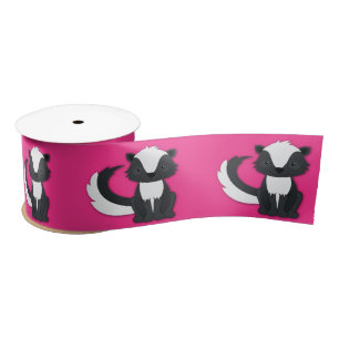 Skunk Birthday Party Kids Pink Satin Ribbon