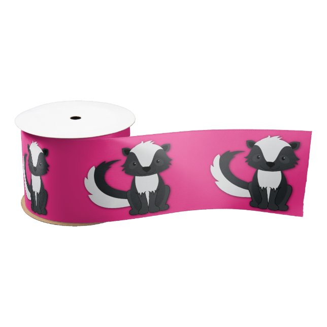 Skunk Birthday Party Kids Pink Satin Ribbon (Spool)