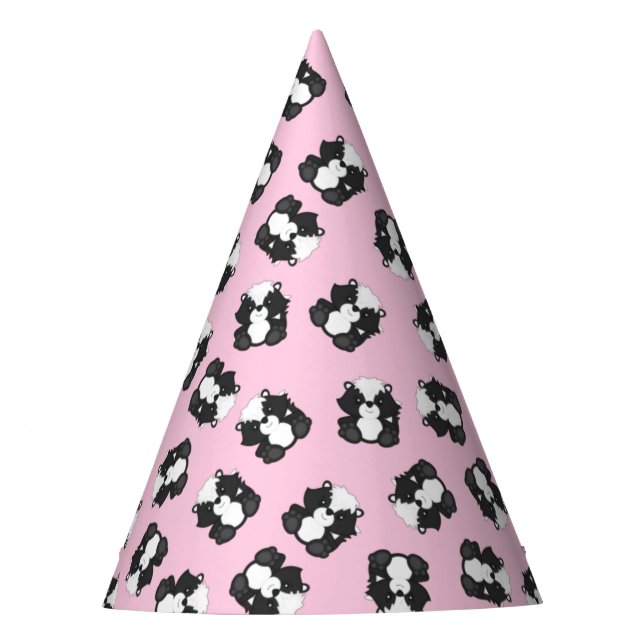 Skunk Birthday Party Pink Party Hat (Front)