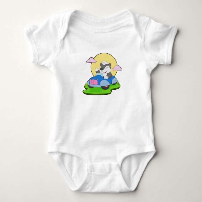 Skunk Car Baby Bodysuit (Front)