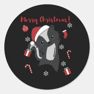 Skunk Christmas Skunks Winter Animals Classic Round Sticker
