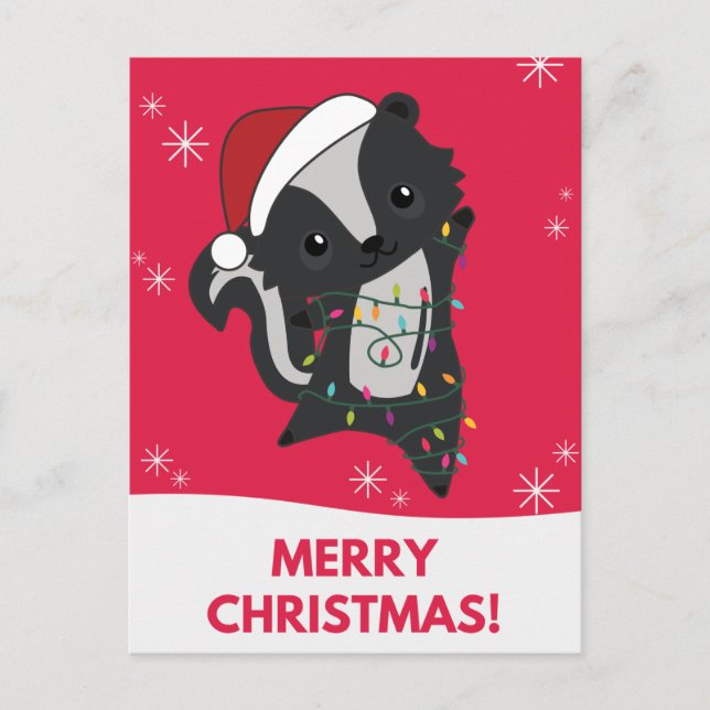 Skunk Christmas Skunks Winter Animals Holiday Post (Front)
