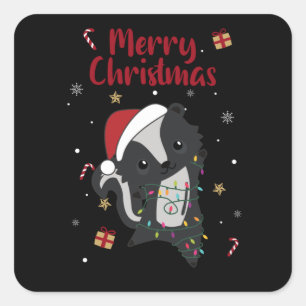 Skunk Christmas Skunks Winter Animals Square Sticker