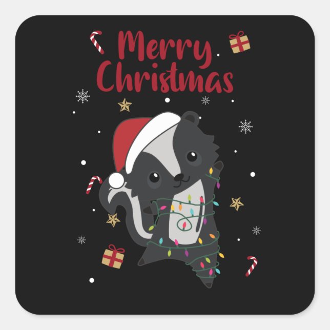 Skunk Christmas Skunks Winter Animals Square Sticker (Front)