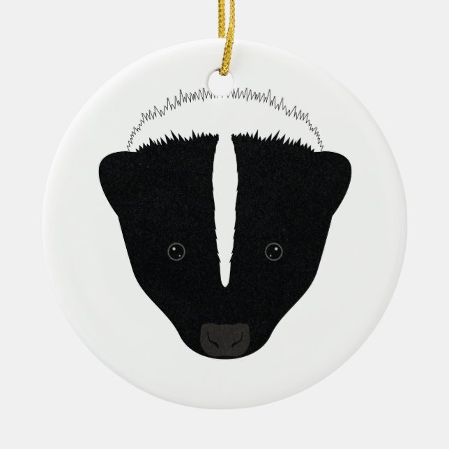 Skunk Face Ceramic Tree Decoration (Front)