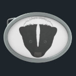 Skunk Face Oval Belt Buckle<br><div class="desc">Funny skunk face toon. Customisable background colour.</div>
