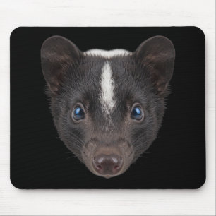 Skunk Face Portrait Cute Blue Eyes Mouse Mat