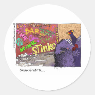 Skunk Graffiti Funny Cartoon Gifts & Tee Classic Round Sticker