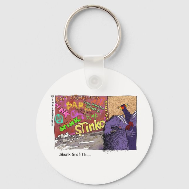 Skunk Graffiti Funny Cartoon Gifts & Tee Key Ring (Front)