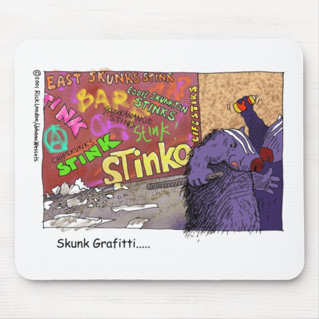 Skunk Graffiti Funny Cartoon Gifts & Tee Mouse Mat (Front)