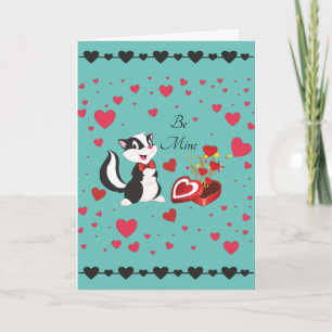 Skunk Happy Valentine's Day Cute Hearts Colourful Holiday Card