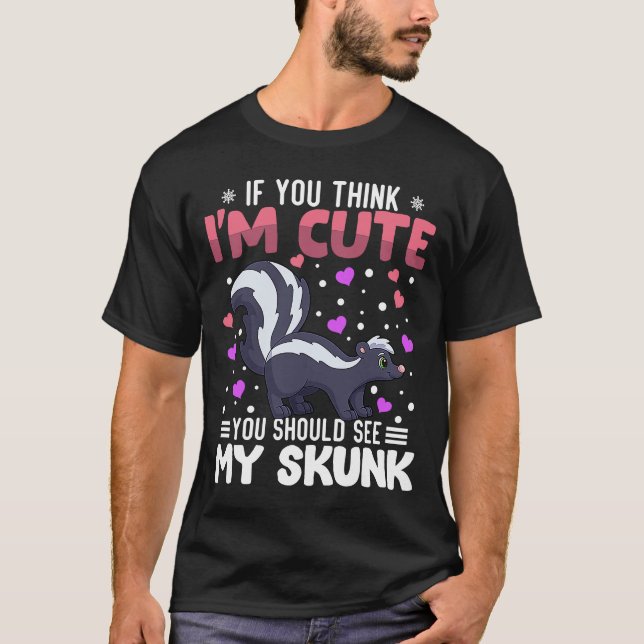Skunk Heart Valentine's Day Animal For Womens Kids T-Shirt (Front)