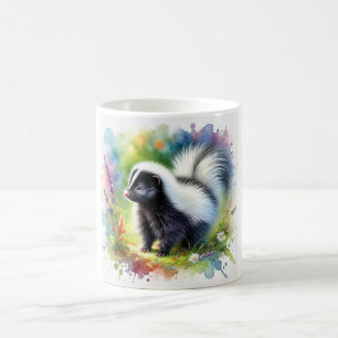 Skunk in Light and Color 020924AREF113 - Watercolo Coffee Mug