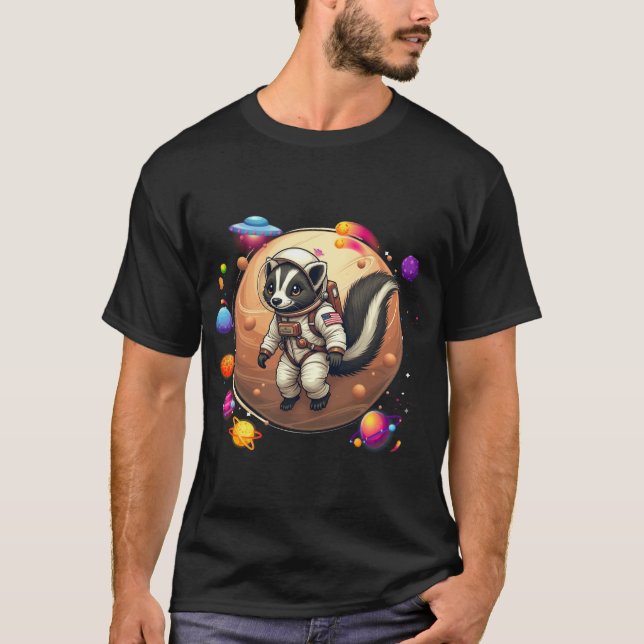 Skunk in Space: Alien Adventures - Adorable Cosmic T-Shirt (Front)