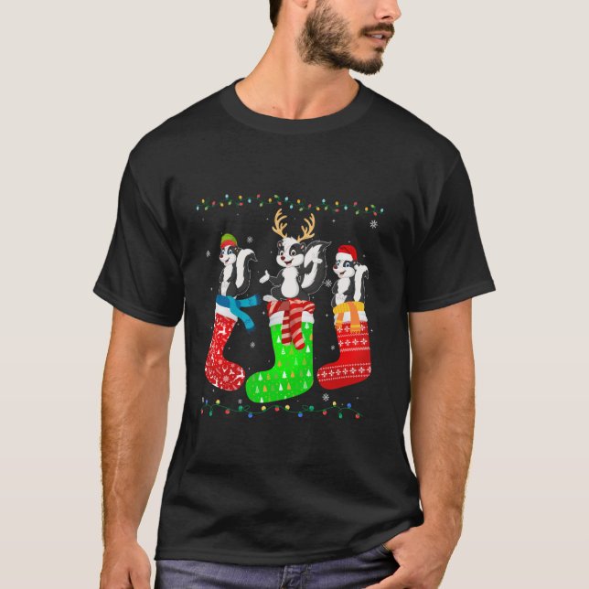 Skunk in Xmas Socks Funny Holiday Ugly Sweater Chr (Front)