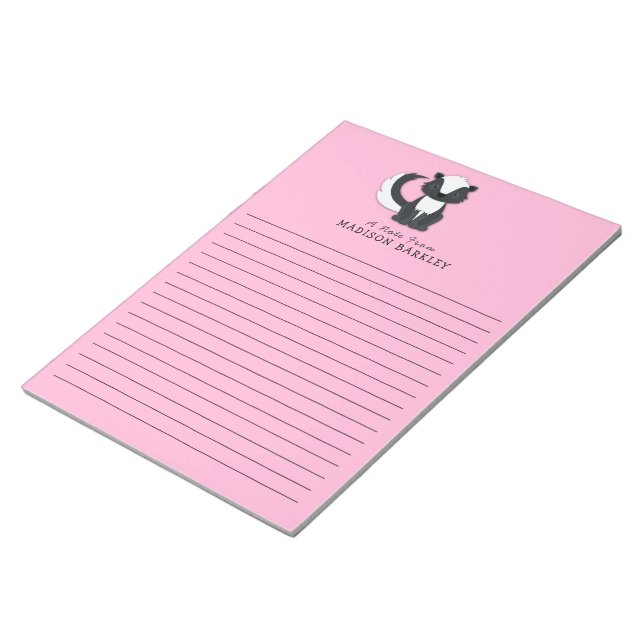 Skunk Kid Cute Woodland Stationary Notepad (Angled)