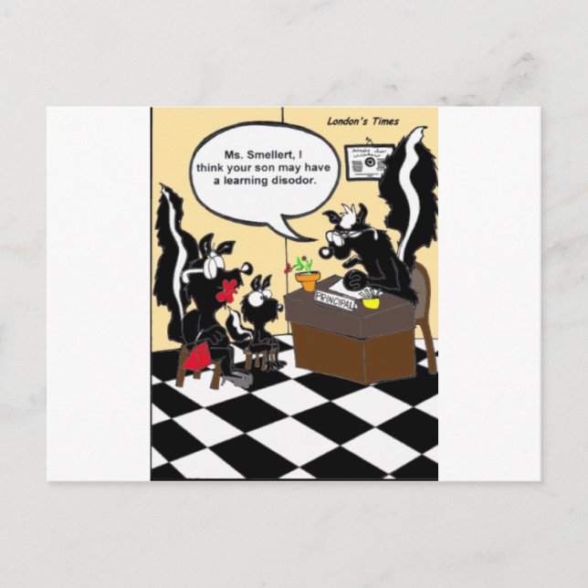 Skunk Learning Disodors Funny Gifts & Tees Postcard (Front)