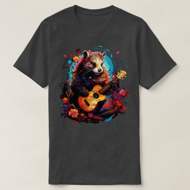 Skunk Playing Guitar T-Shirt (Design Front)