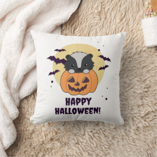 Skunk Pumpkin Cute Skunks Happy Halloween Cushion