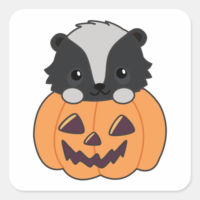 Skunk Pumpkin Cute Skunks Happy Halloween Square S Square Sticker (Front)