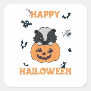 Skunk Pumpkin Cute Skunks Happy Halloween Square Sticker
